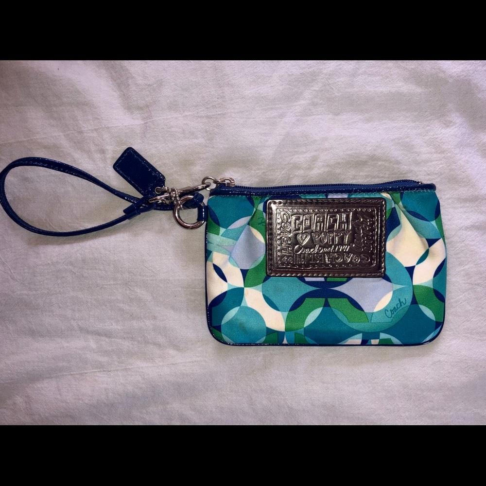 Coach Poppy Wristlet in Blue/Green
